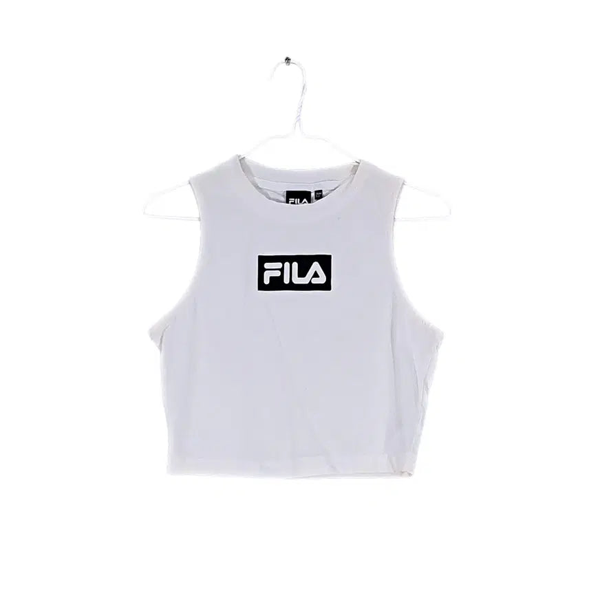 [BUNJANG] Fila Women's Slim Fit Cropped Sleeveless Top White / 휠라 여성 스트릿한 슬림핏 크롭민소매티 90 화이트 01021