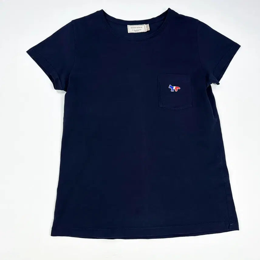 [BUNJANG] Maison Kitsuné Tricolor Fox Pocket Short Sleeve T-Shirt Navy Women's XS / (여성XS) 메종키츠네 여성 트리컬러폭스 포켓 반팔티 네이비