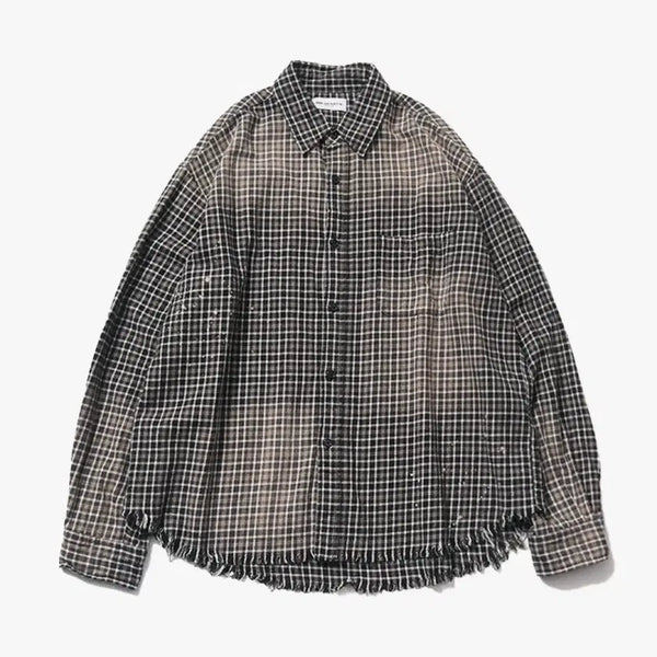 [BUNJANG] Freaks Store 24FW Bleach Ombre Check Shirt / 프릭스스토어 24FW 블리치 체크셔츠