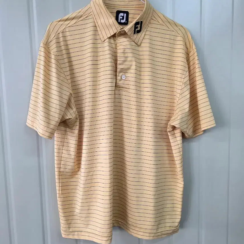 [BUNJANG] Footjoy Golf Wear Men's Yellow Stripe Short-Sleeve T-Shirt (M) / 풋조이 골프웨어 남성 반팔티 옐로우 스트라이프 M