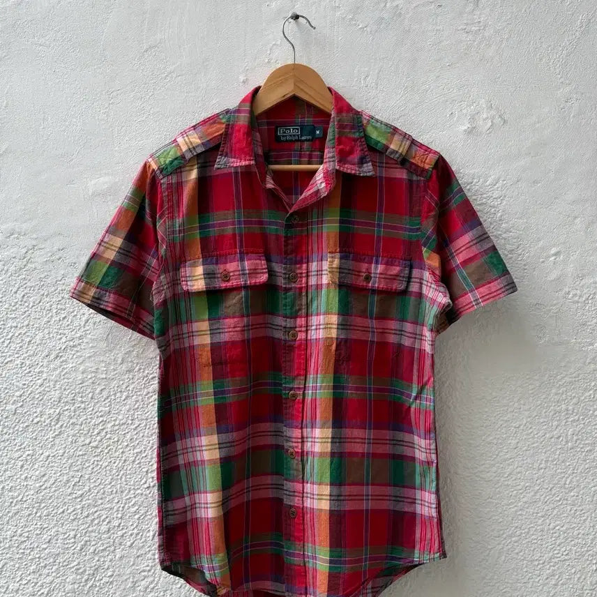 [BUNJANG] Polo Ralph Lauren Men's Short Sleeve Checkered Shirt M / [M] 폴로 반팔 체크셔츠