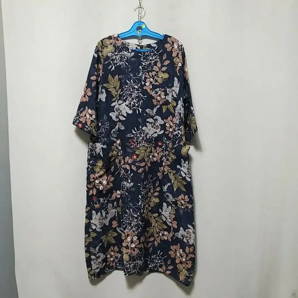 [BUNJANG] Navy Floral Cotton Long Dress / 라68 면롱원피스