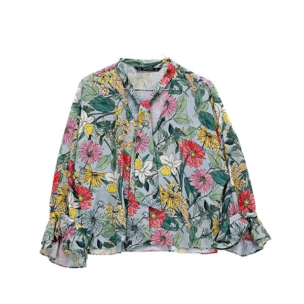 [BUNJANG] Zara Women's Loose Fit Chiffon Blouse - Mix Color / 자라 여성 러블리한 루즈핏 쉬폰블라우스 95 믹스 01135