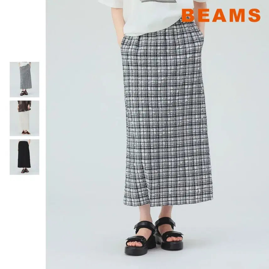 [BUNJANG] BEAMS HEART Heart Shirring Check Skirt / 빔즈 하트 셔링 체크 스커트