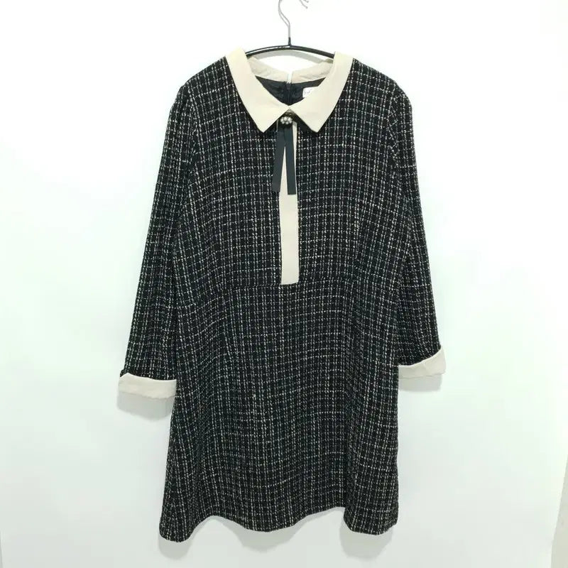[BUNJANG] Ririranco Tweed Colorblock Ribbon Dress / 리리앤코 트위드 배색 리본 원피스 4_M2887