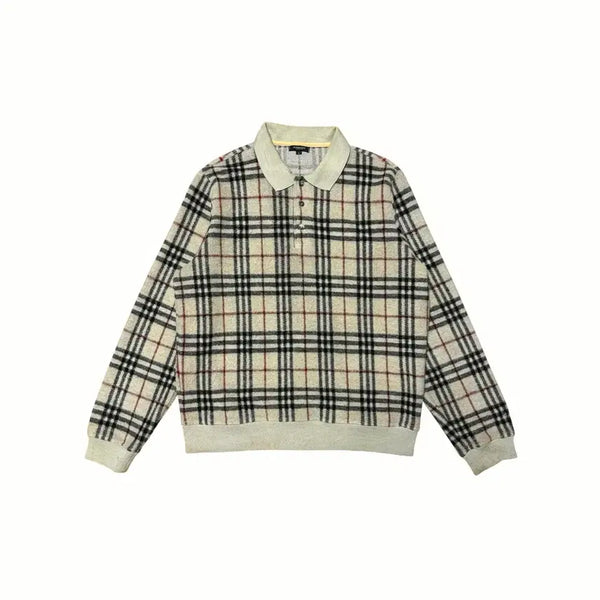 [BUNJANG] Burberry 00s Nova Check Wool Fleece Knit (L) / (한글택) 버버리 00s 노바체크 울 플리스 니트 (L)