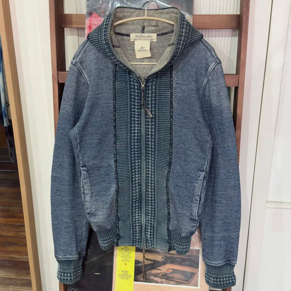 [BUNJANG] Romy Relief Denim Hooded Zip-Up Jacket / 레미 릴리프 데님 후드 집업 자켓