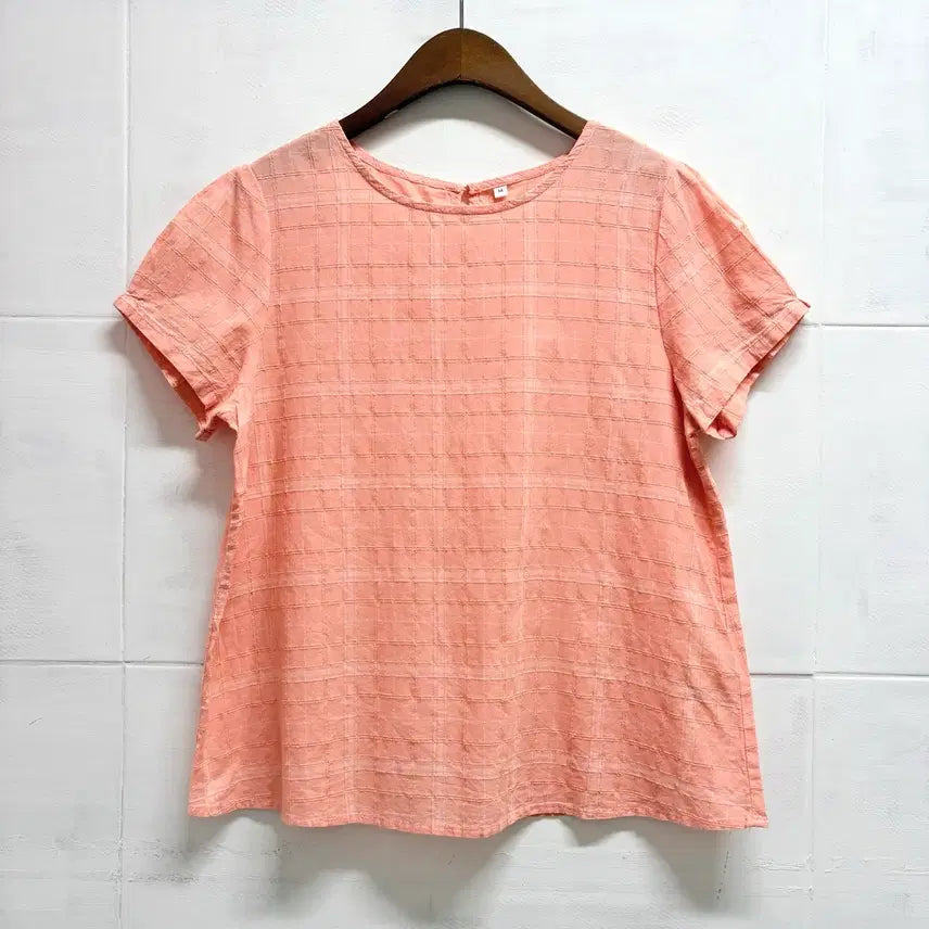 [BUNJANG] Pink Check Mori Girl Blouse / 핑크 체크 키치 코튼 모리걸 블라우스 M JPN