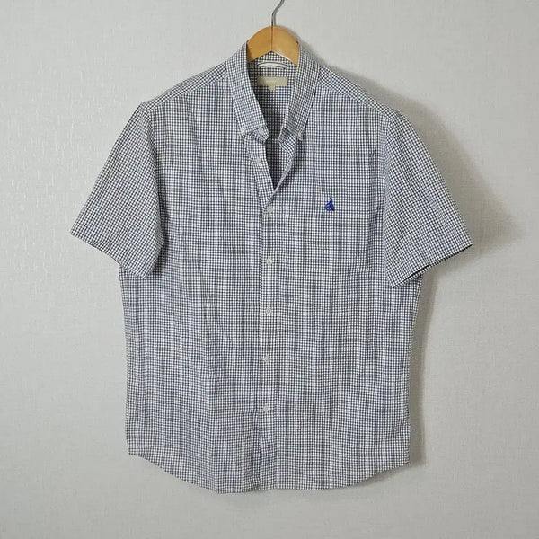 [BUNJANG] Beanpole Ripple Window Check Short Sleeve Shirt Woven Cotton L 105 / 빈폴 리플 윈도우 체크 반팔셔츠 우븐코튼 L 105