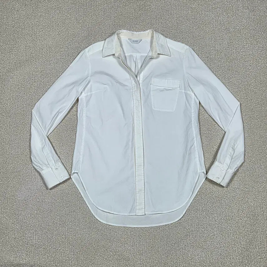 [BUNJANG] TIME Silk Contrast Cotton Blend Long Shirt / [타임] 실크 배색 코튼 블렌드 롱 셔츠 | S00528
