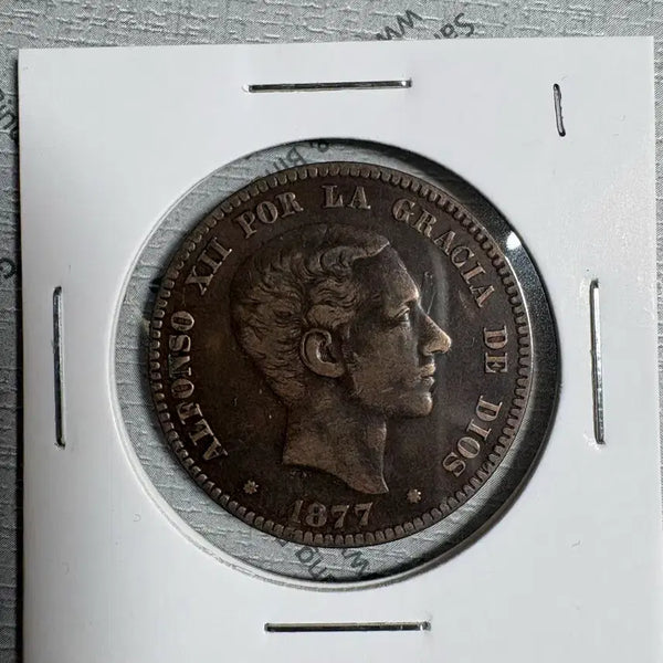 [BUNJANG] 1877 Alfonso XII 10 Centimos Coin / 1877년 알폰소 12세 10산티모 주화 #1