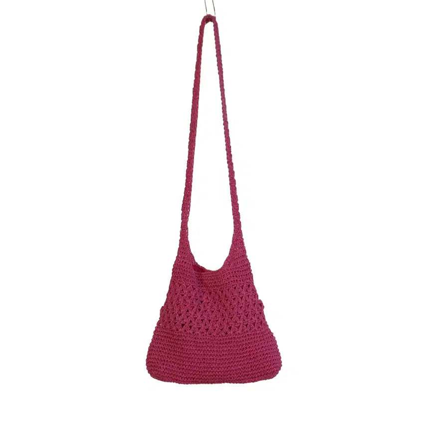 [BUNJANG] Pink Knitted Shoulder Bag / Crossbody Bag / 핑크 니팅 숄더백 크로스백 뜨개 니트백 데일리백