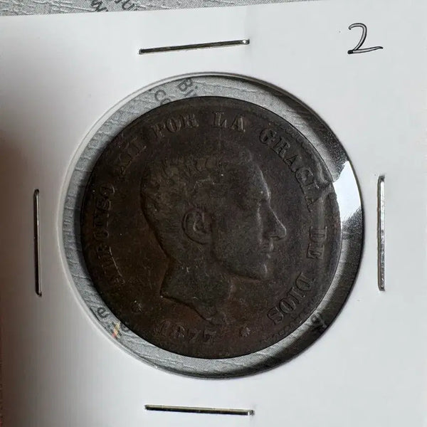 [BUNJANG] 1877 Alfonso XII 10 Centimos Coin / 1877년 알폰소 12세 10산티모 주화 #2
