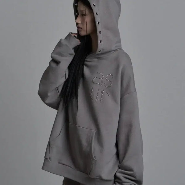 [BUNJANG] As You Are Star Eyelet Hoodie Dark Grey / 애즈유아 스타 아일렛 후드티 다크 그레이