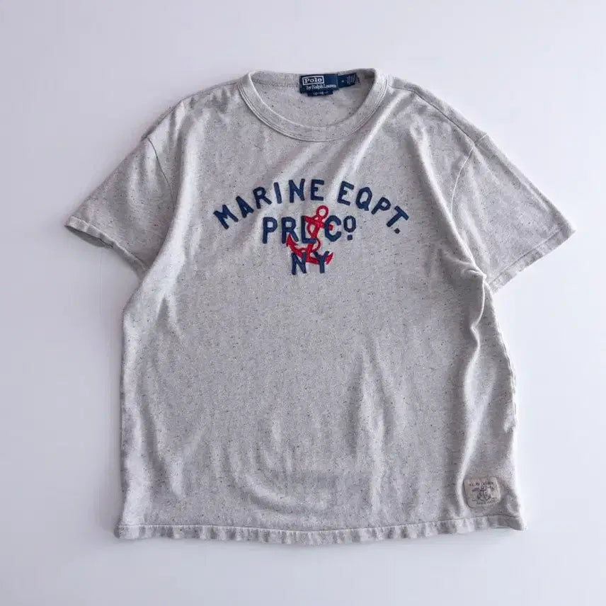 [BUNJANG] Polo Ralph Lauren Marine Embroidered T-Shirt - Oatmeal Grey (M) / 폴로 랄프로렌 마린 자수 반팔티 M