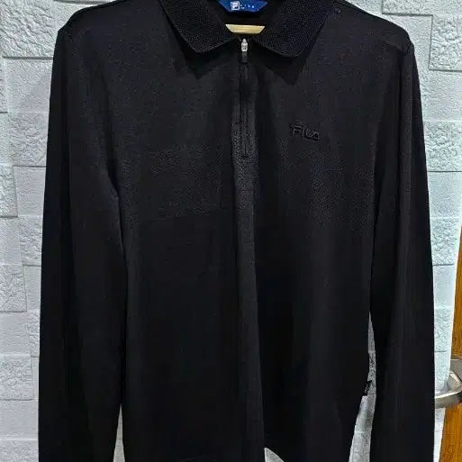 [BUNJANG] Fila Functional Long-Sleeve Collar T-Shirt Black L / (J)휠라 기능 긴팔 카라티 블랙 L