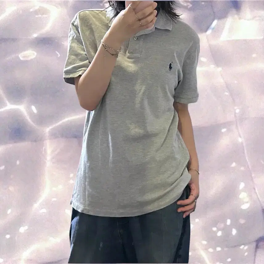 [BUNJANG] Polo Ralph Lauren New PK Short Sleeve Polo Shirt Grey M / 폴로 랄프로렌 신형 PK 반팔 카라 티셔츠 그레이 M