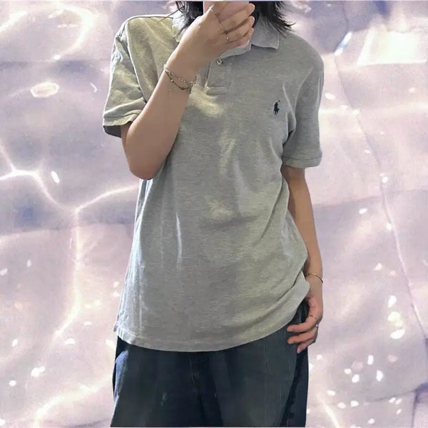 [BUNJANG] Polo Ralph Lauren New PK Short Sleeve Polo Shirt Grey M / 폴로 랄프로렌 신형 PK 반팔 카라 티셔츠 그레이 M