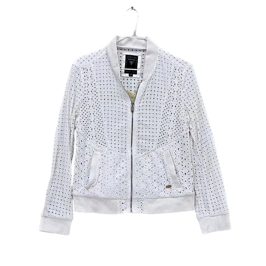 [BUNJANG] Guess Women's Unique Loose Fit Zip-Up Jacket White / 게스 여성 유니크한 루즈핏 집업자켓 80 화이트 01166