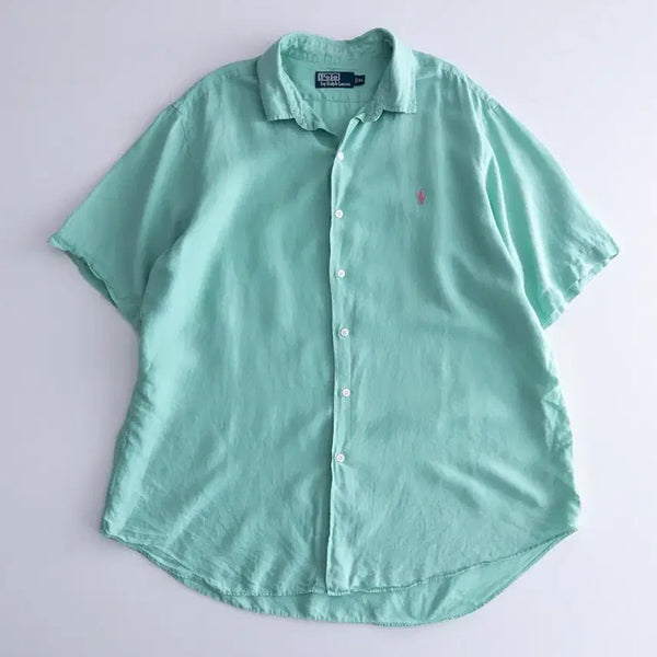 [BUNJANG] Polo Ralph Lauren Linen Silk Blend Short Sleeve Shirt XL / 폴로 랄프로렌 린넨 실크 반팔셔츠 XL