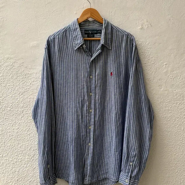 [BUNJANG] Polo Ralph Lauren Striped Linen Shirt XXL / [2XL] 폴로 스트라이프 린넨 셔츠