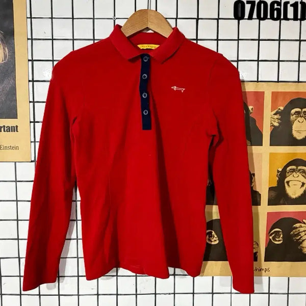 [BUNJANG] Louis Castel Women's Long Sleeve Polo Shirt Red Size 90 / 루이카스텔 롱슬리브 카라티 레드 90