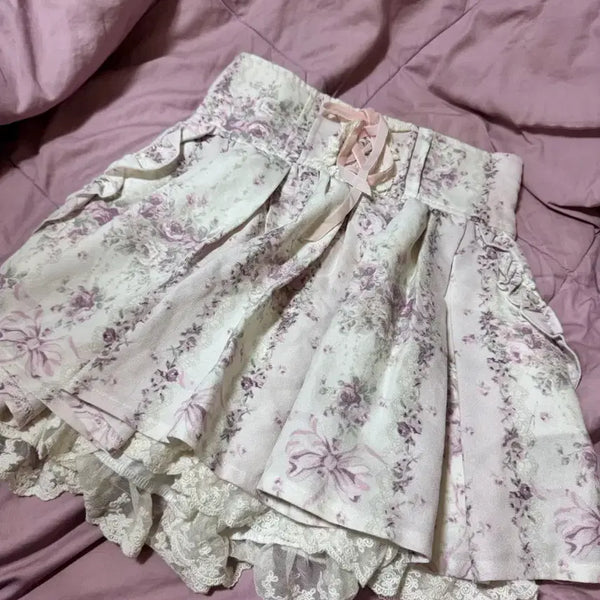 [BUNJANG] Vintage Liz Lisa Eyelet Flower Lace Skirt / 빈티지 리즈리사 아일렛 플라워 레이스 꽃무늬 스커트 치마 양산형 히메갸루