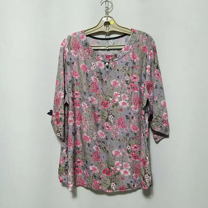[BUNJANG] Women's 7-Sleeve Blouse with Floral Pattern / 라76 인견상의
