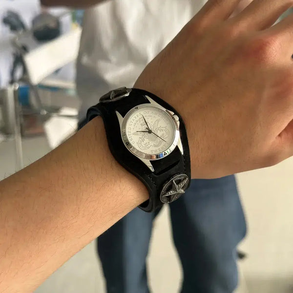 [BUNJANG] KC,S LEATHER CRAFT Nubuck Leather Watch Bracelet Three Concho / KC,S LEATHER CRAFT 케이씨에스 nubuck leather