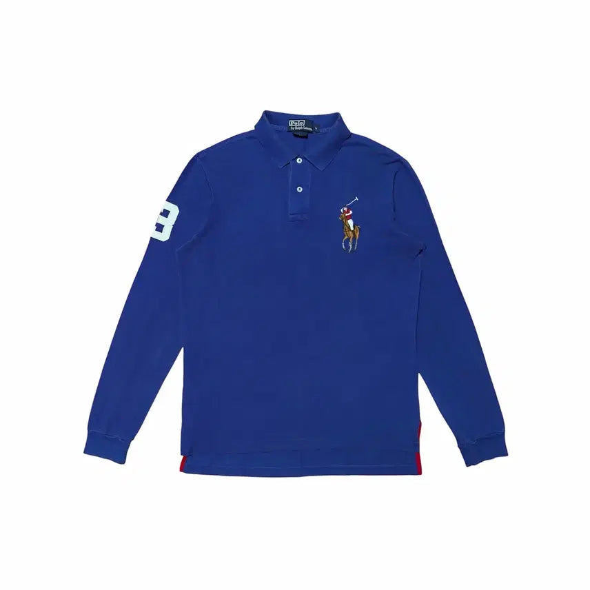 [BUNJANG] Polo Ralph Lauren Big Pony Blue Long Sleeve Polo Shirt / 폴로 랄프로렌 빅포니 블루 긴팔 카라티 롱슬리브 티셔츠 (L)