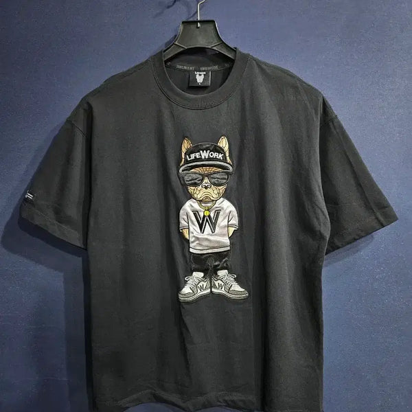 [BUNJANG] Lifework Hipdog Black Men's Oversized T-Shirt Size 100 / 라이프워크 힙독 블랙 남성 오버핏 100 반팔티