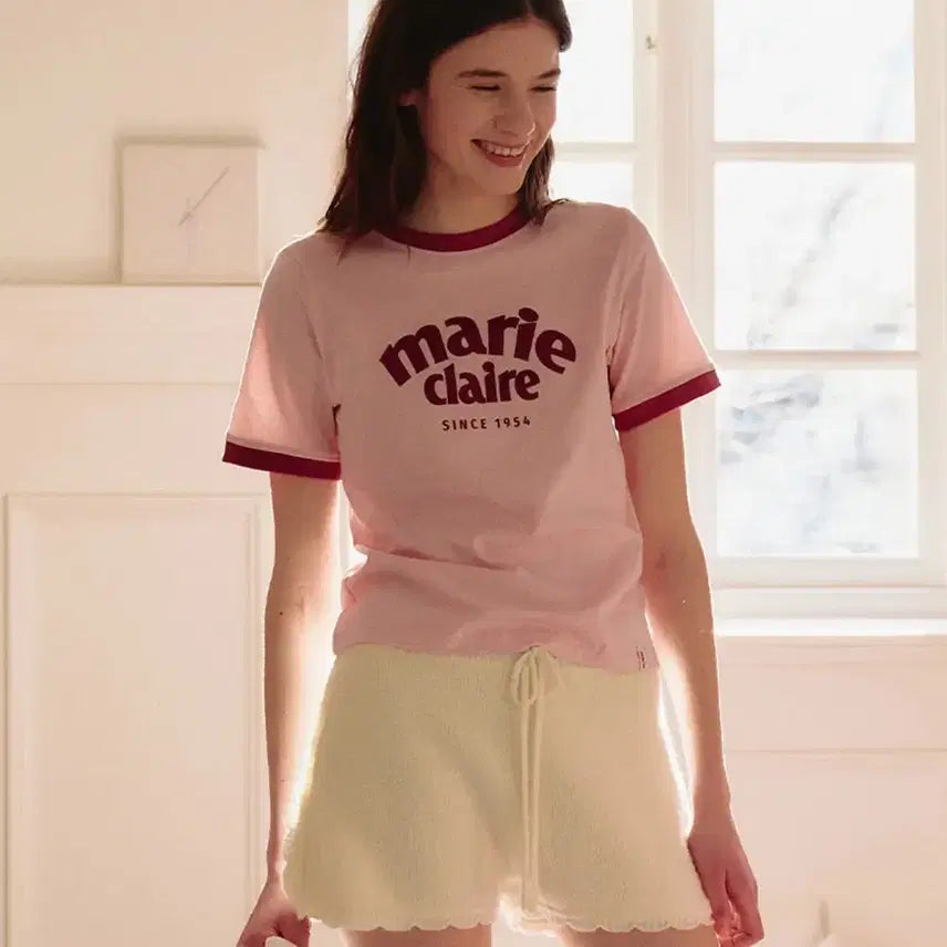 [BUNJANG] Marie Claire Marie Ringer T-Shirt Pink / 마리끌레르 마리 링거 반팔 티셔츠 핑크