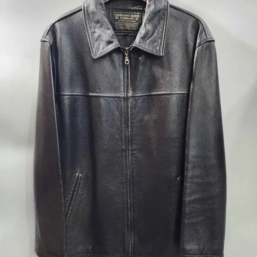 [BUNJANG] Giordano Black Leather Jacket (L) / (L) 지오다노 가죽 자켓 블랙
