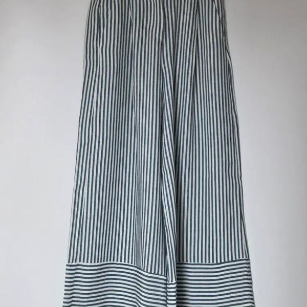 [BUNJANG] Max Mara Intrend Striped Elastic Waist Wide Leg Pants (Size 38) / 막스마라 인트렌드 MaxMara 스트라이프 밴딩 와이드 팬츠 (38)