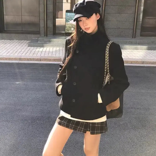 [BUNJANG] Black High-Neck Short Jacket / [새상품] 블랙 하이넥 숏 자켓