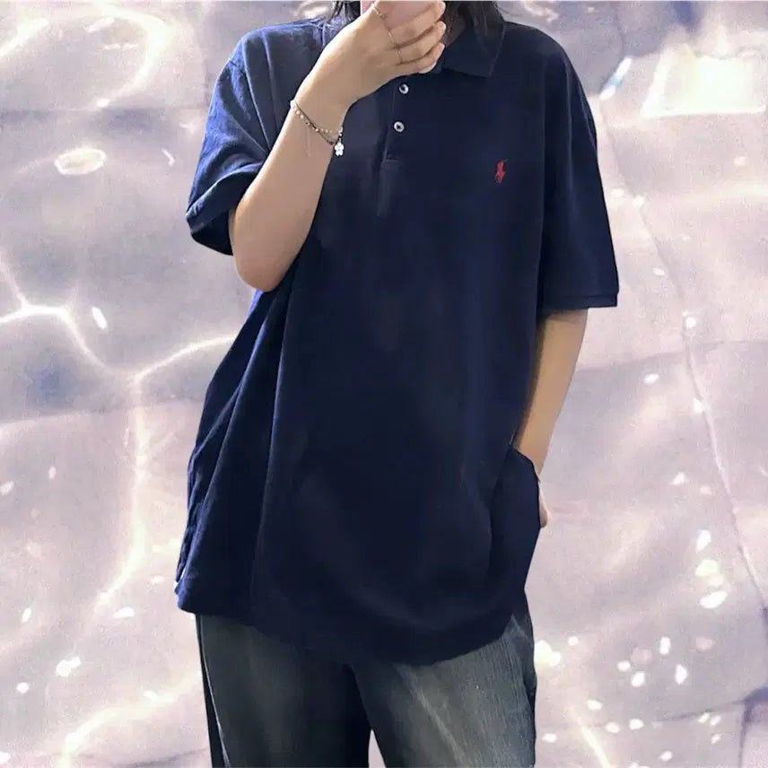 [BUNJANG] Polo Ralph Lauren New PK Short Sleeve Polo Shirt Navy XL / 폴로 랄프로렌 신형 PK 반팔 카라 티셔츠 네이비 XL