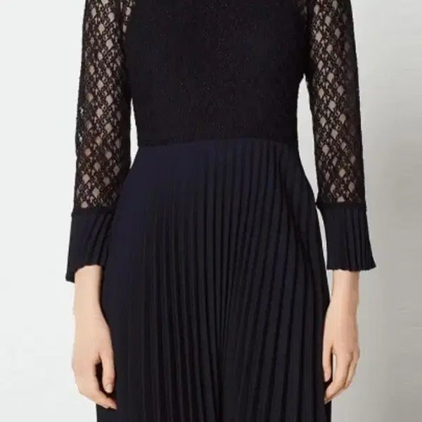 [BUNJANG] Sandro Pleated Lace Dress / 산드로 플리츠 매치 레이스 원피스