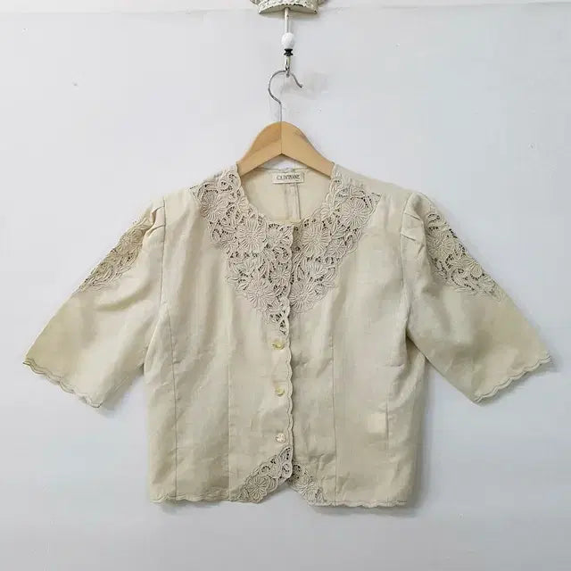 [BUNJANG] QUINTANNE Linen Crop Blouse / QUINTANNE 린넨 크롭 블라우스