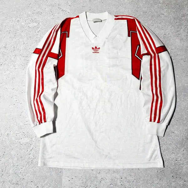 [BUNJANG] Adidas 90s White Red Long Sleeve Training T-Shirt / L 아디다스 90S 흰빨 롱슬리브 긴팔 티 트레이닝