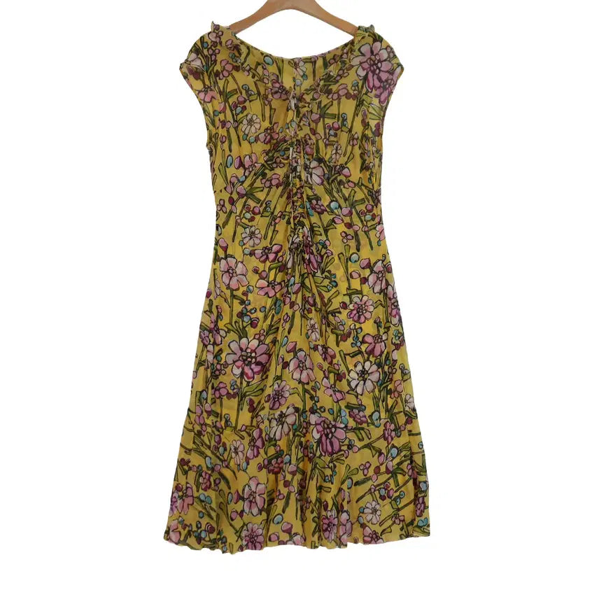 [BUNJANG] Moschino 100% Silk Floral Print Dress / MOSCHINO 모스키노 실크100 플라워 원피스 44 명품 원피스