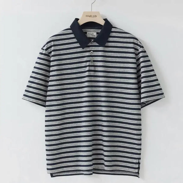 [BUNJANG] Roughside Multi Polo Stripe Navy 2 / 러프사이드 멀티 폴로 스트라이프 네이비2 렆사