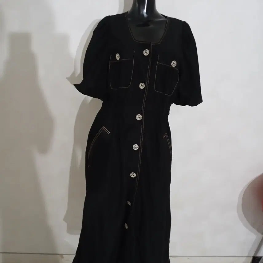 [BUNJANG] Egoist Volume Sleeve Long Dress Black / 022 에고이스트 볼륨소매 롱 원피스