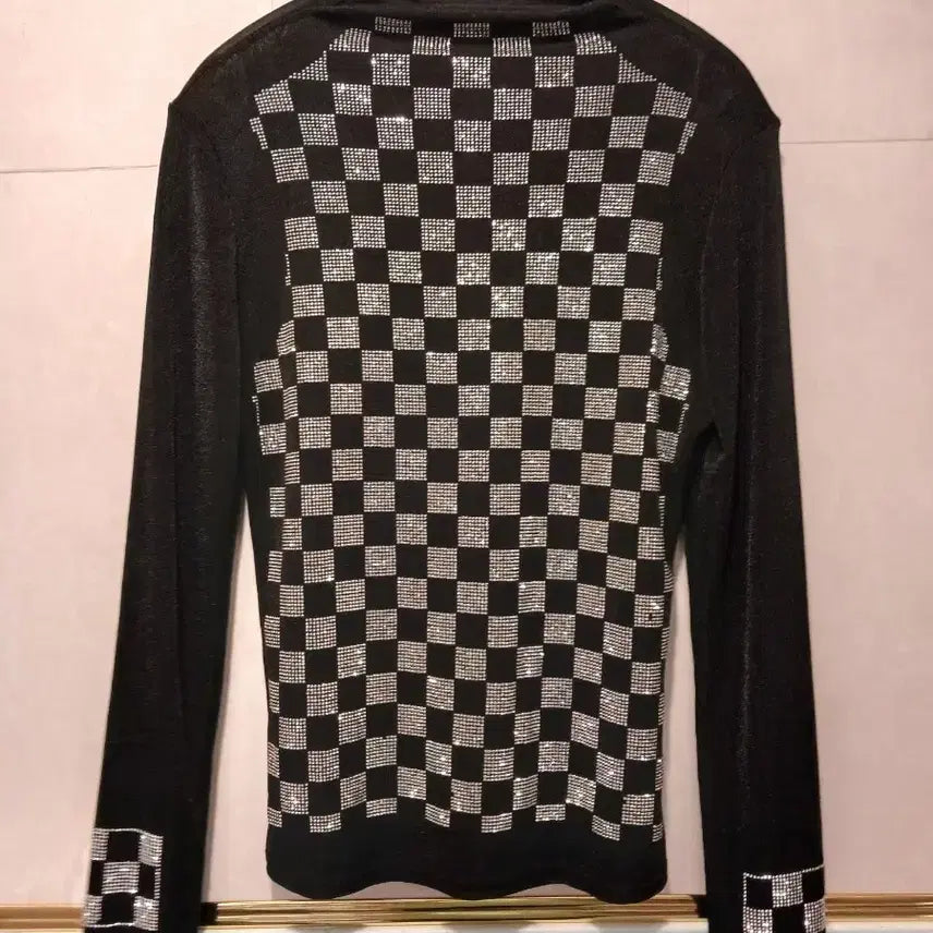 [BUNJANG] Sparkling Cubic Long Sleeve Mock Neck T-Shirt - Size S / 큐빅 긴팔 반목티 S 사이즈