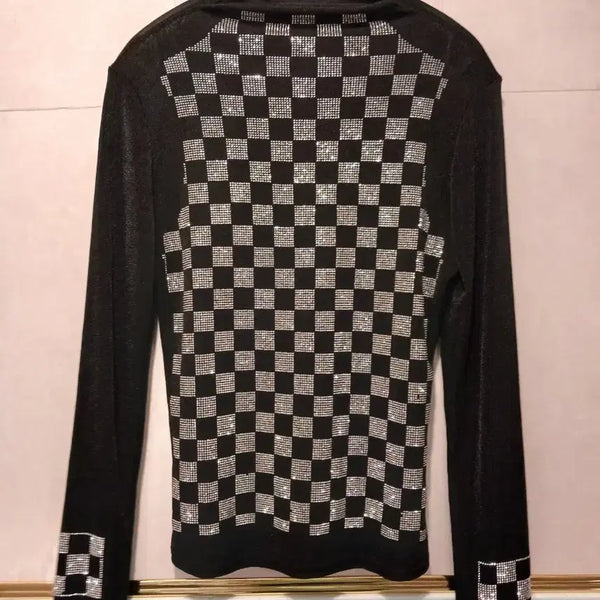 [BUNJANG] Sparkling Cubic Long Sleeve Mock Neck T-Shirt - Size S / 큐빅 긴팔 반목티 S 사이즈