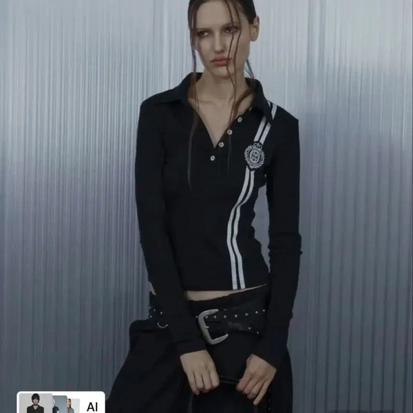 [BUNJANG] Setapexie Waffen Line Collar Tee Black / 셋업이엑스이 카라 티셔츠 WAFFEN LINE COLLAR TEE 블랙