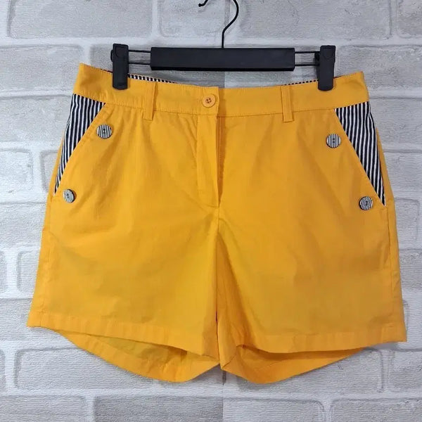 [BUNJANG] JDX Women's Golf Shorts Yellow Stripe Pocket Detail Cotton Nylon Blend / JDX 멀티스포츠 여성 골프 반바지28~29