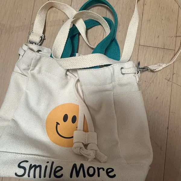 [BUNJANG] Smile Canvas Tote Bag / 스마일 에코백 캔버스 토트백