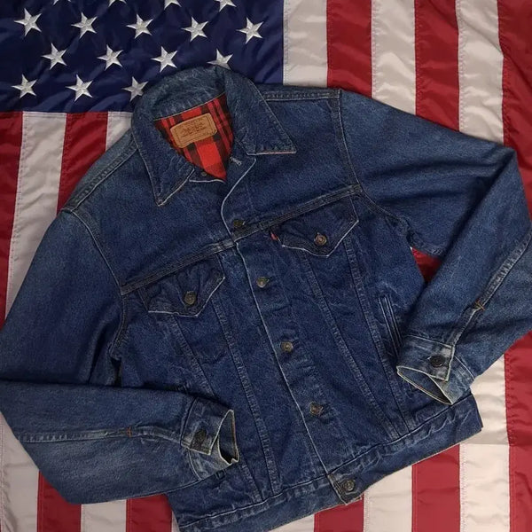 [BUNJANG] Levi's Red Label 90's Vintage Denim Trucker Jacket with Flannel Liner / 오리지날 90's 미국제조 리바이스 레드 플란넬 라이너 데님 트러커자켓
