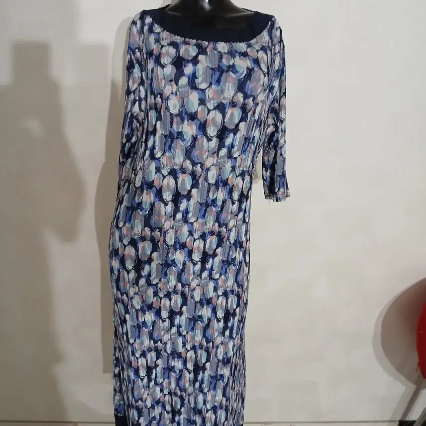 [BUNJANG] Pleats Me Printed Pleats Long Dress / 플리츠미 프린트 플리츠 롱원피스 Free