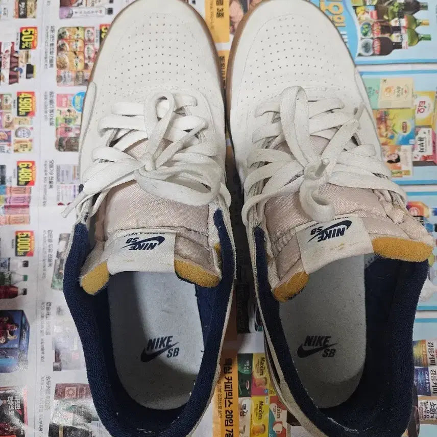 [BUNJANG] Nike SB Heritage Vulc Sneakers White Navy Swoosh / 나이키 SB 헤리티지 벌크 스니커즈 280 사이즈